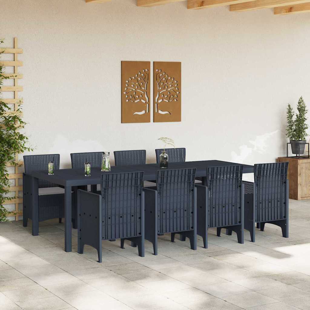Garden Dining Set 9 pcs Anthracite Polt rattan