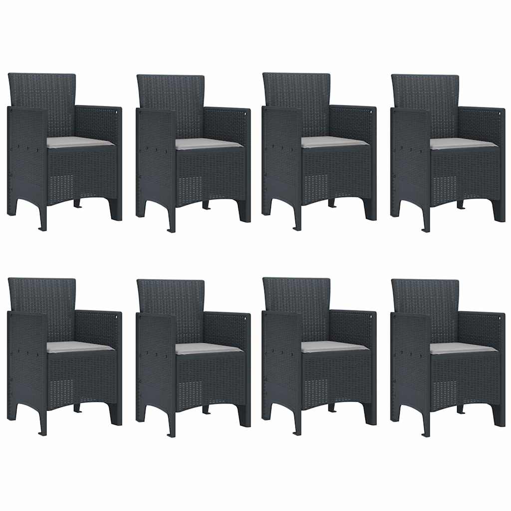 Garden Dining Set 9 pcs Anthracite Polt rattan