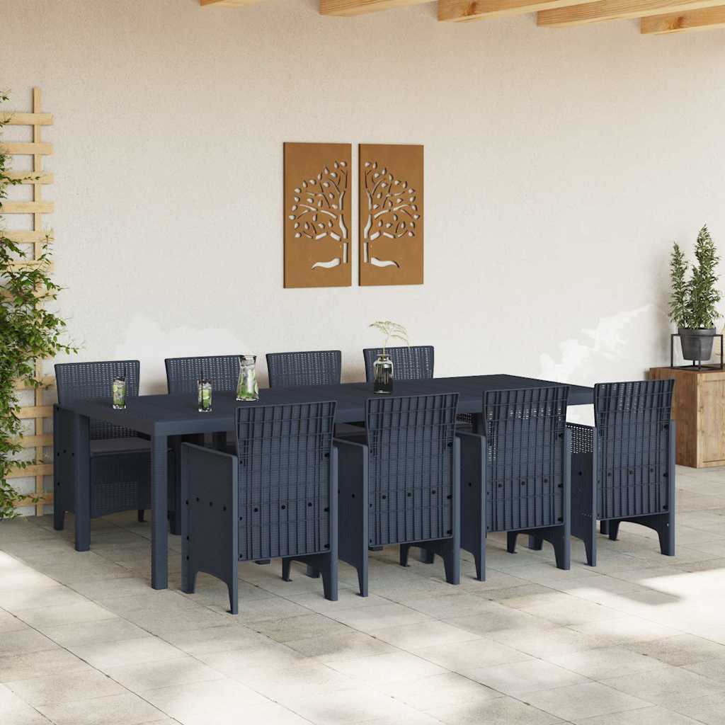 Garden Dining Set 9 pcs Anthracite Polt rattan