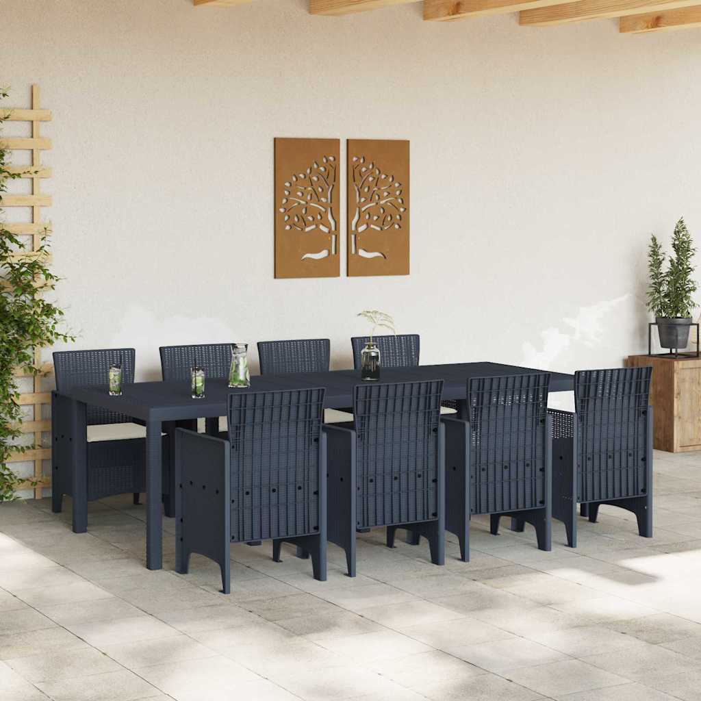 Garden Dining Set 9 pcs Anthracite Polt rattan