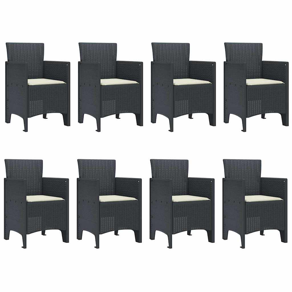 Garden Dining Set 9 pcs Anthracite Polt rattan