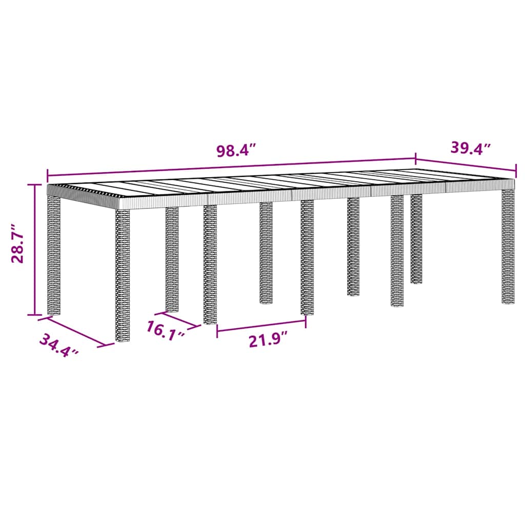 Garden Dining Set 9 pcs Brown Polt rattan
