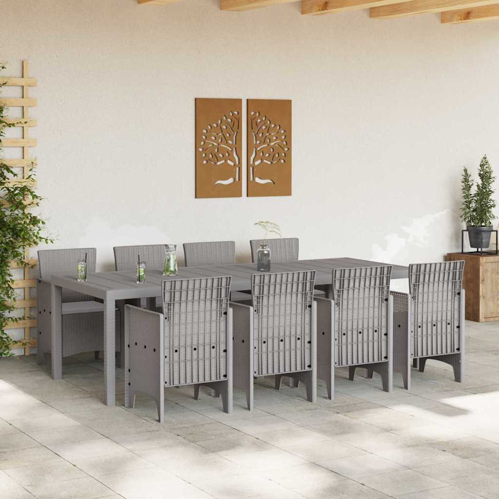 Garden Dining Set 9 pcs White Polt rattan