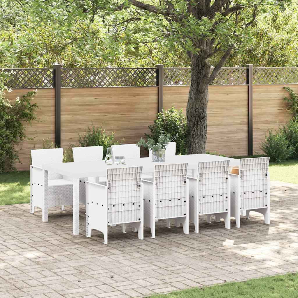 Garden Dining Set 9 pcs Light Grey Polt rattan