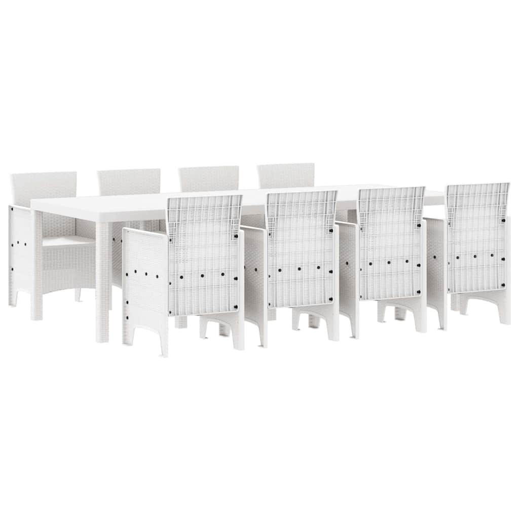 Garden Dining Set 9 pcs Light Grey Polt rattan