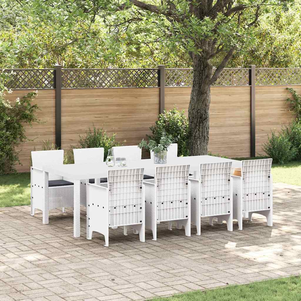 Garden Dining Set 9 pcs Light Grey Polt rattan