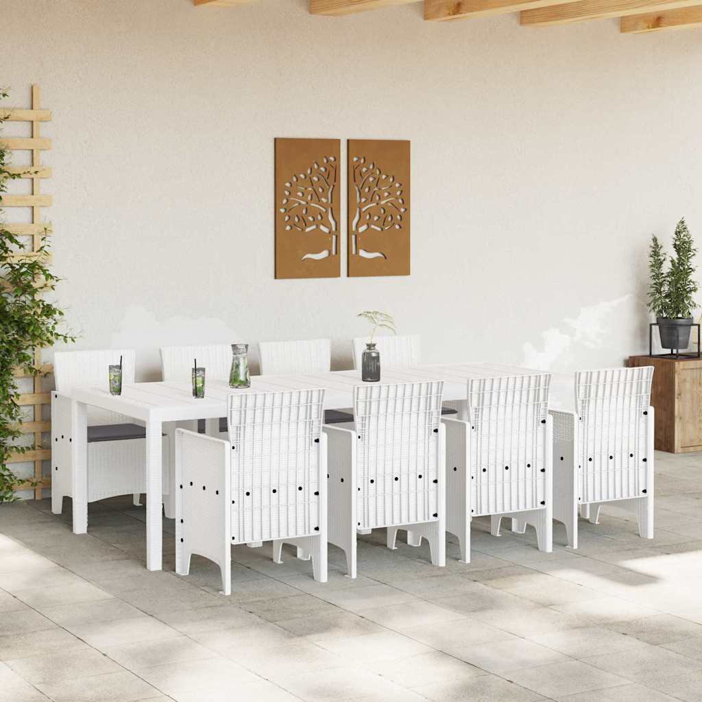 Garden Dining Set 9 pcs Light Grey Polt rattan