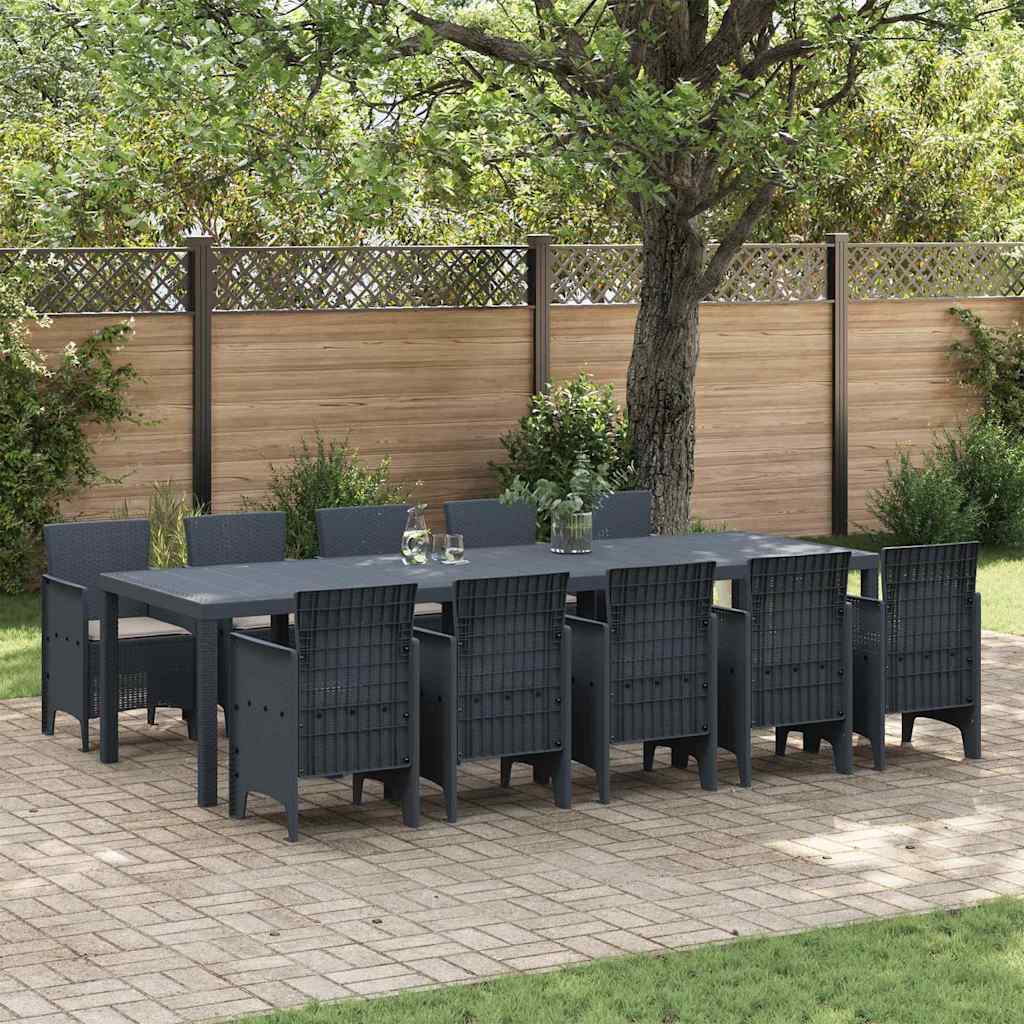 Garden Dining Set with Cushion 11 pcs Anthracite Poly rattan