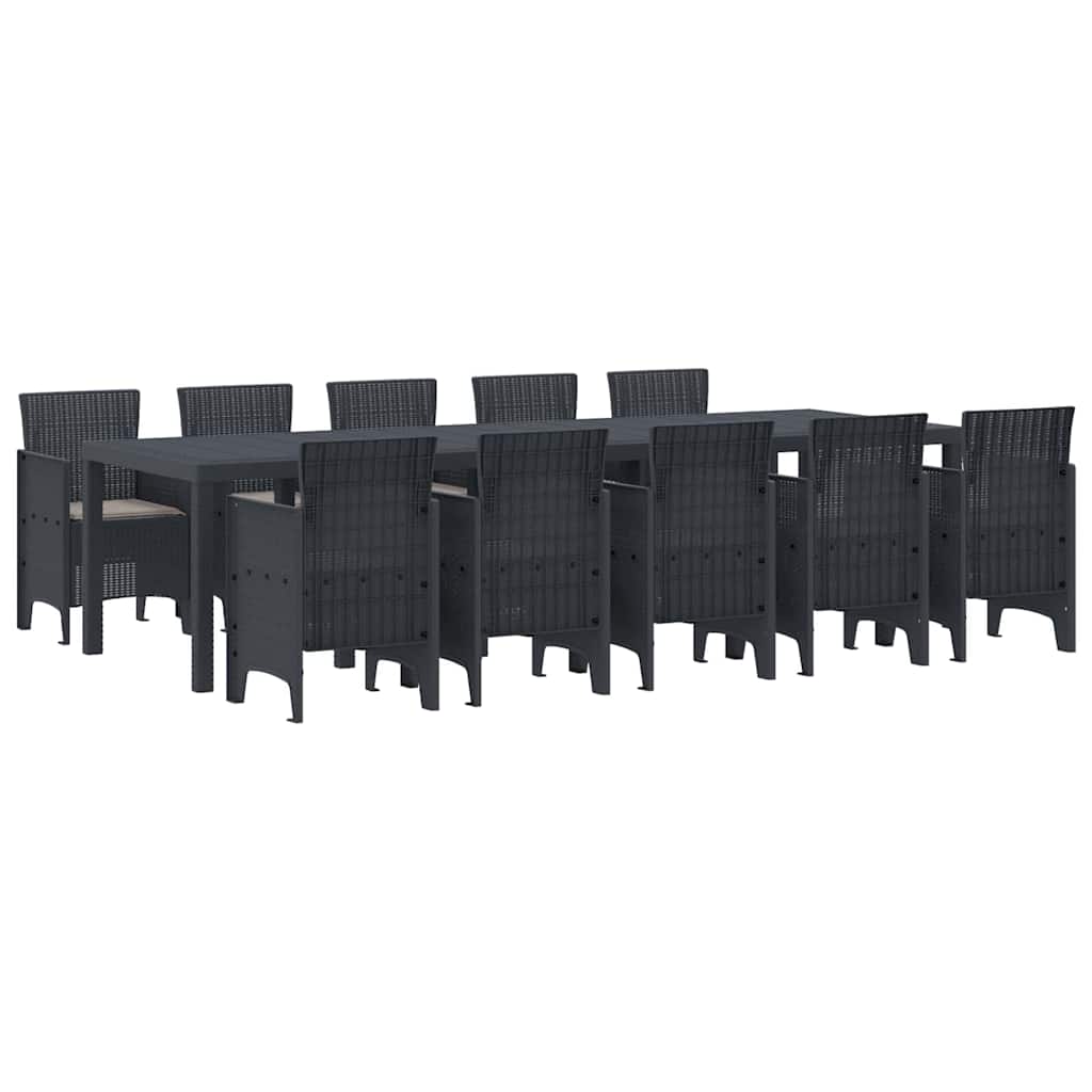 Garden Dining Set with Cushion 11 pcs Anthracite Poly rattan