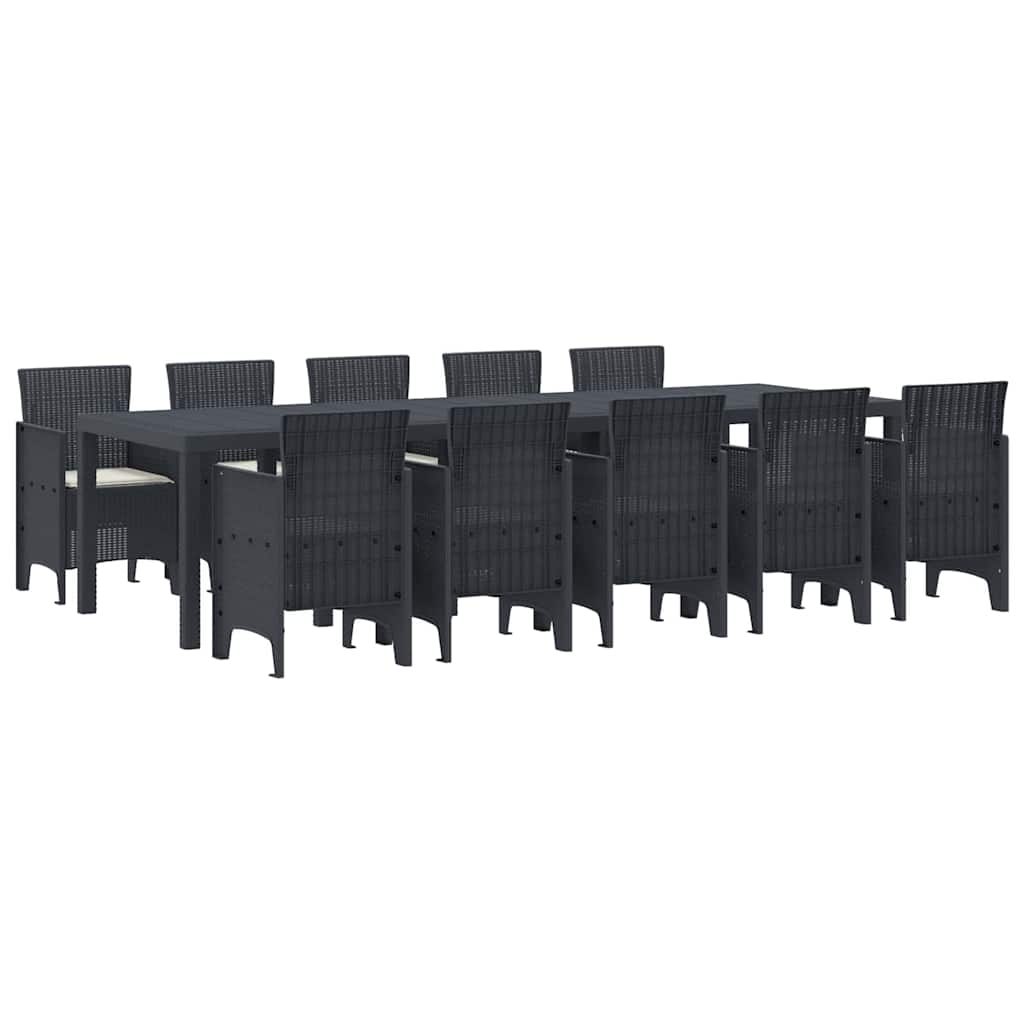 Garden Dining Set with Cushion 11 pcs Anthracite and Cream