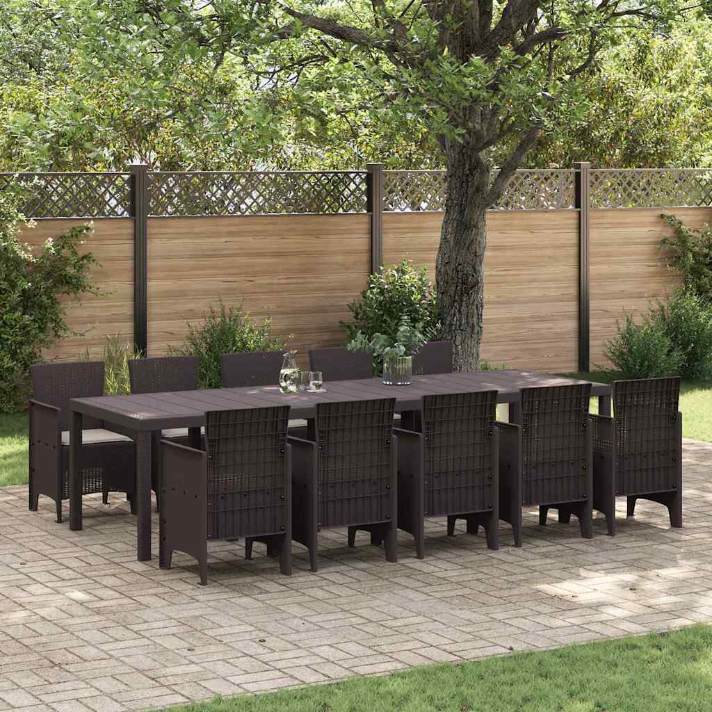 Garden Dining Set 11 pcs Brown and Taupe Poly rattan
