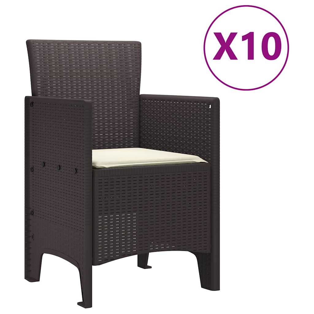 Garden Dining Set with Cushion 11 pcs Brown and Cream Rattan