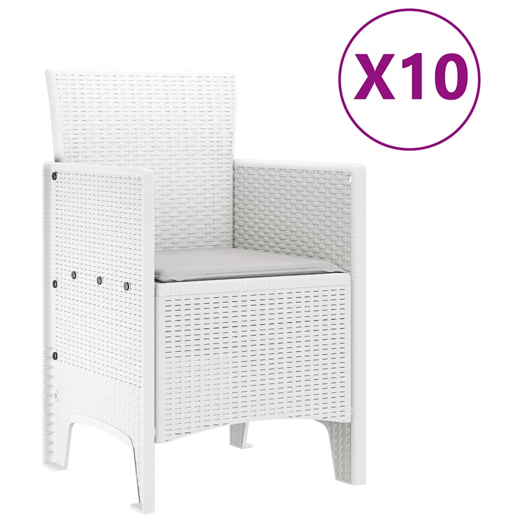 Garden Dining Set with Cushion 11 pcs White and Light grey