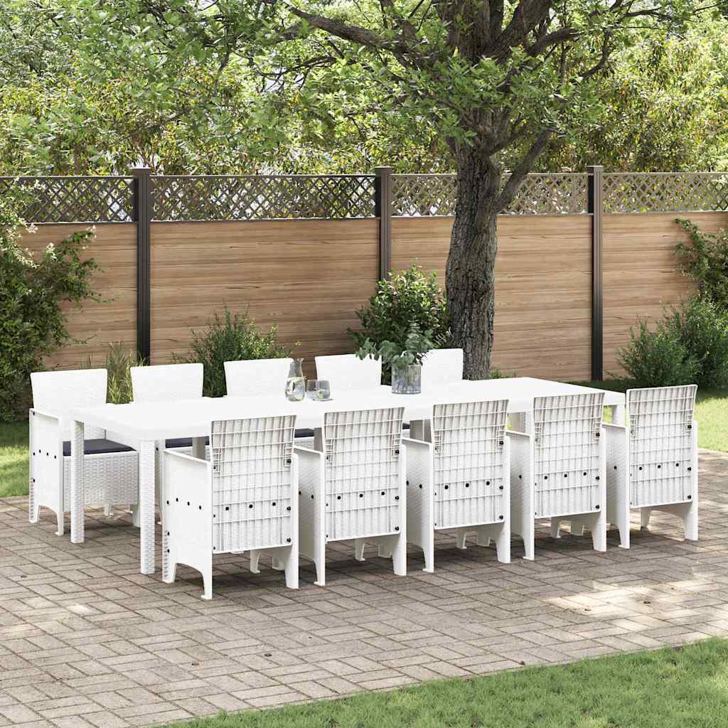 Garden Dining Set 11 pcs White Poly rattan and Aluminium
