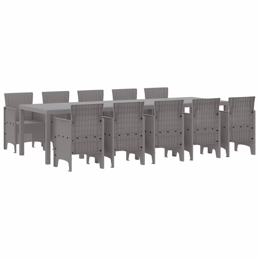 Garden Dining Set 11 pcs Light grey Polypropylene