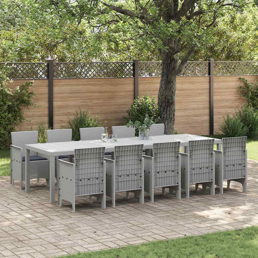 Garden Dining Set with Cushion 11 pcs Light grey and Anthracite