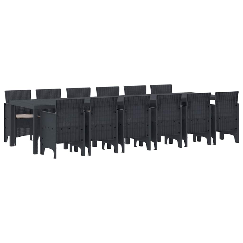 Garden Dining Set 13 pcs Anthracite Polt rattan
