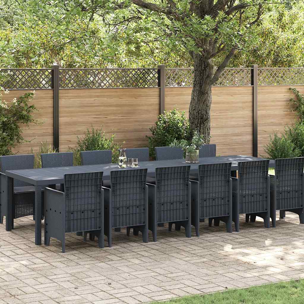 Garden Dining Set 13 pcs Anthracite Polt rattan