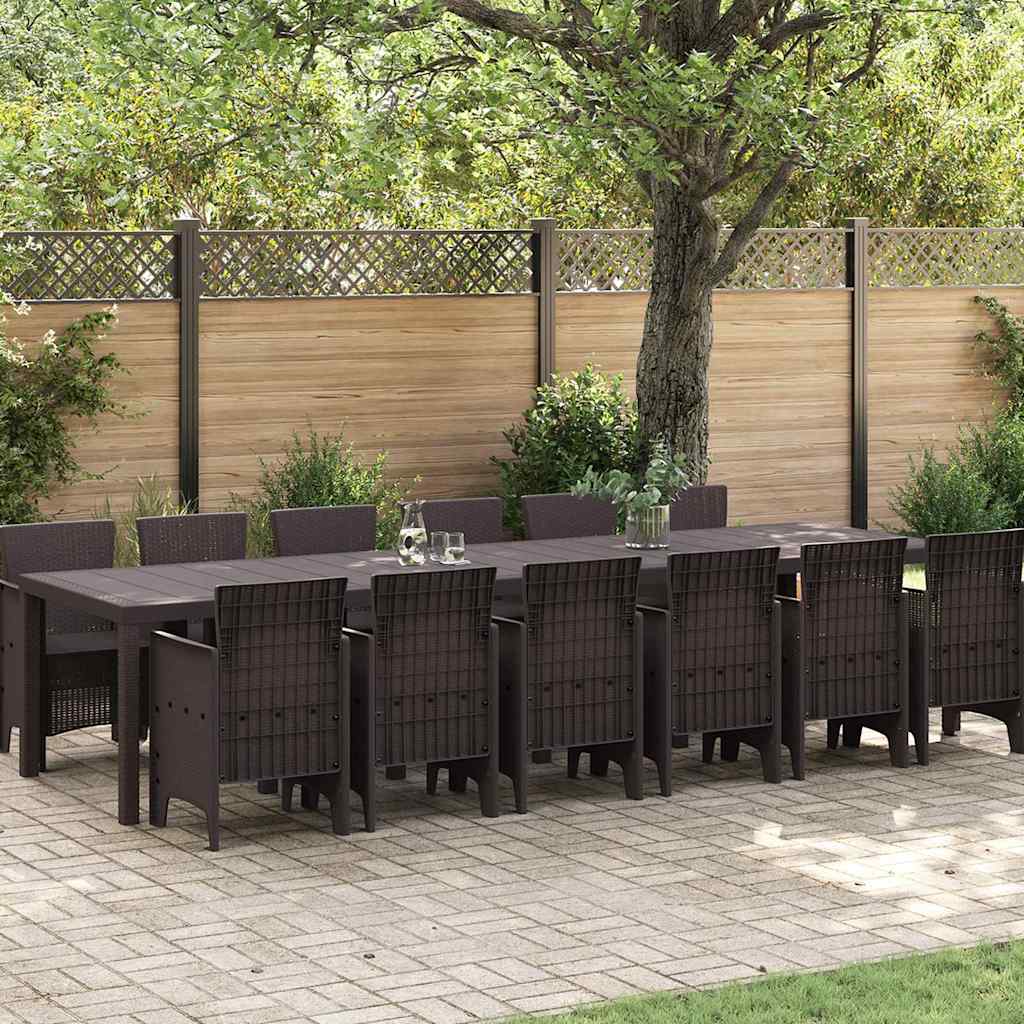 Garden Dining Set 13 pcs Brown Polt rattan