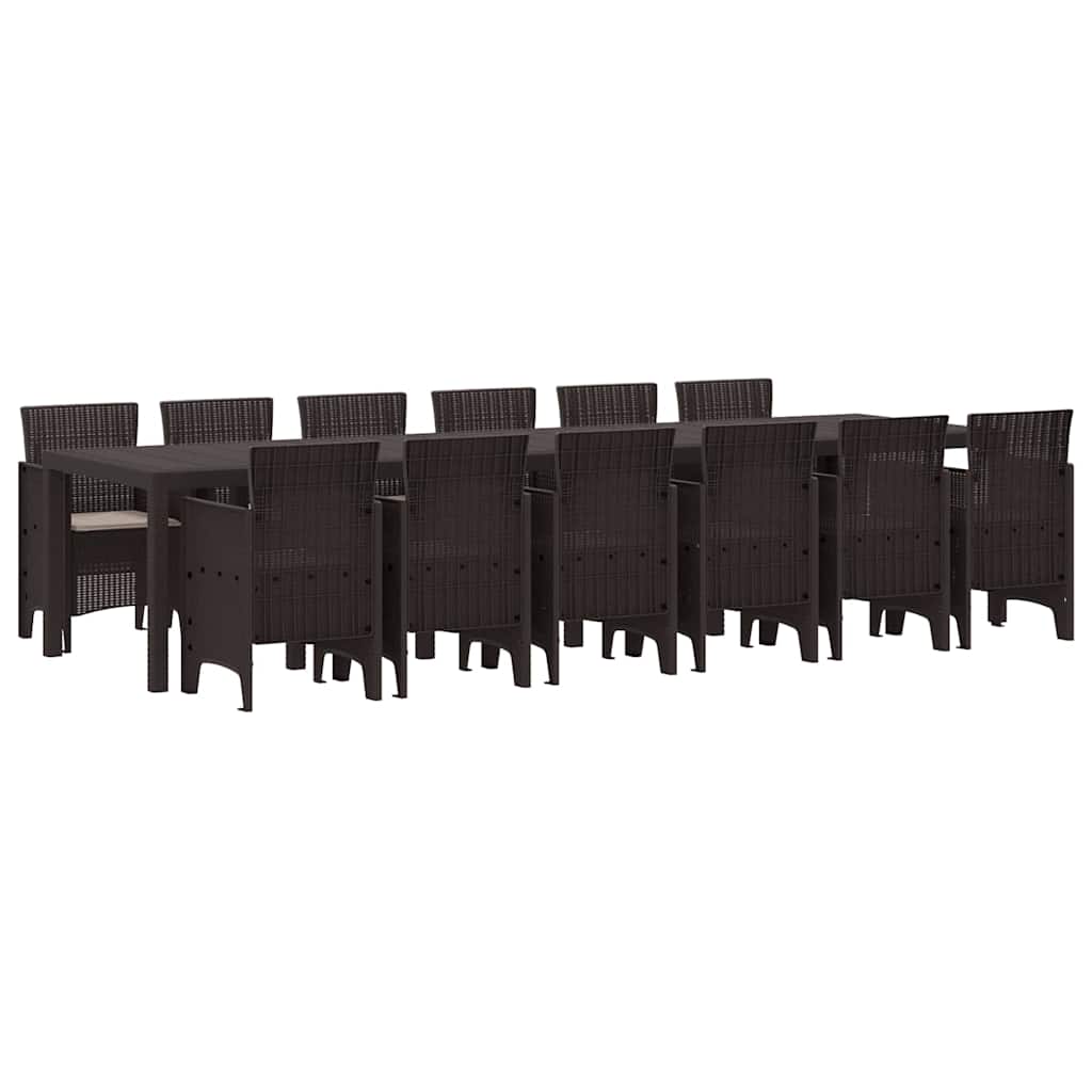 Garden Dining Set 13 pcs Brown Polt rattan