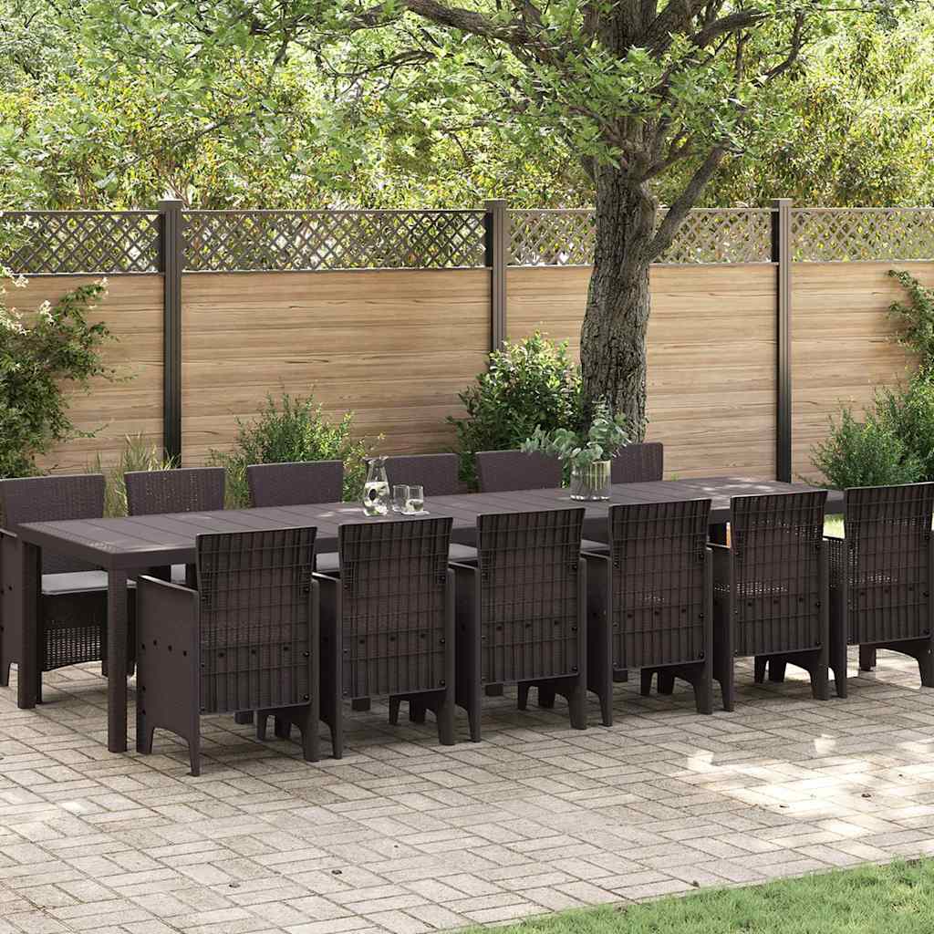 Garden Dining Set 13 pcs Brown Polt rattan
