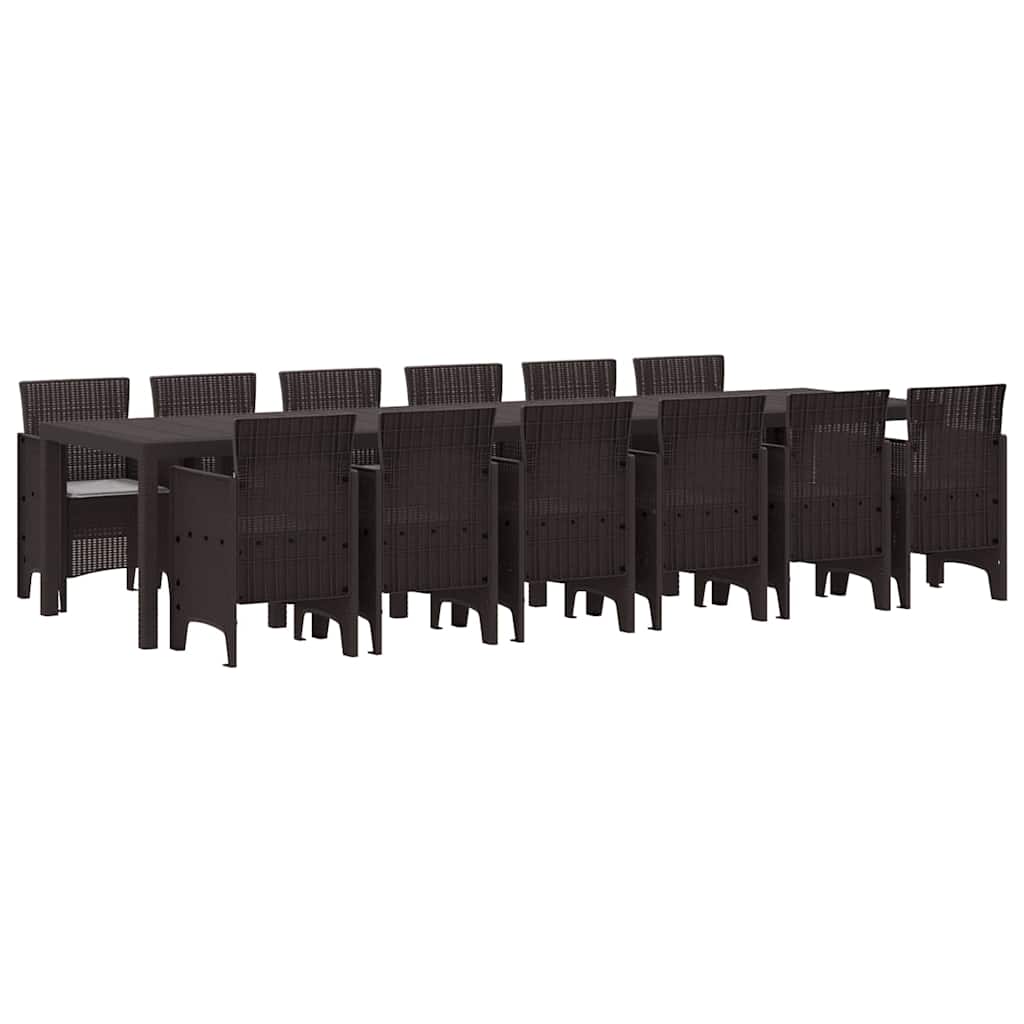 Garden Dining Set 13 pcs Brown Polt rattan