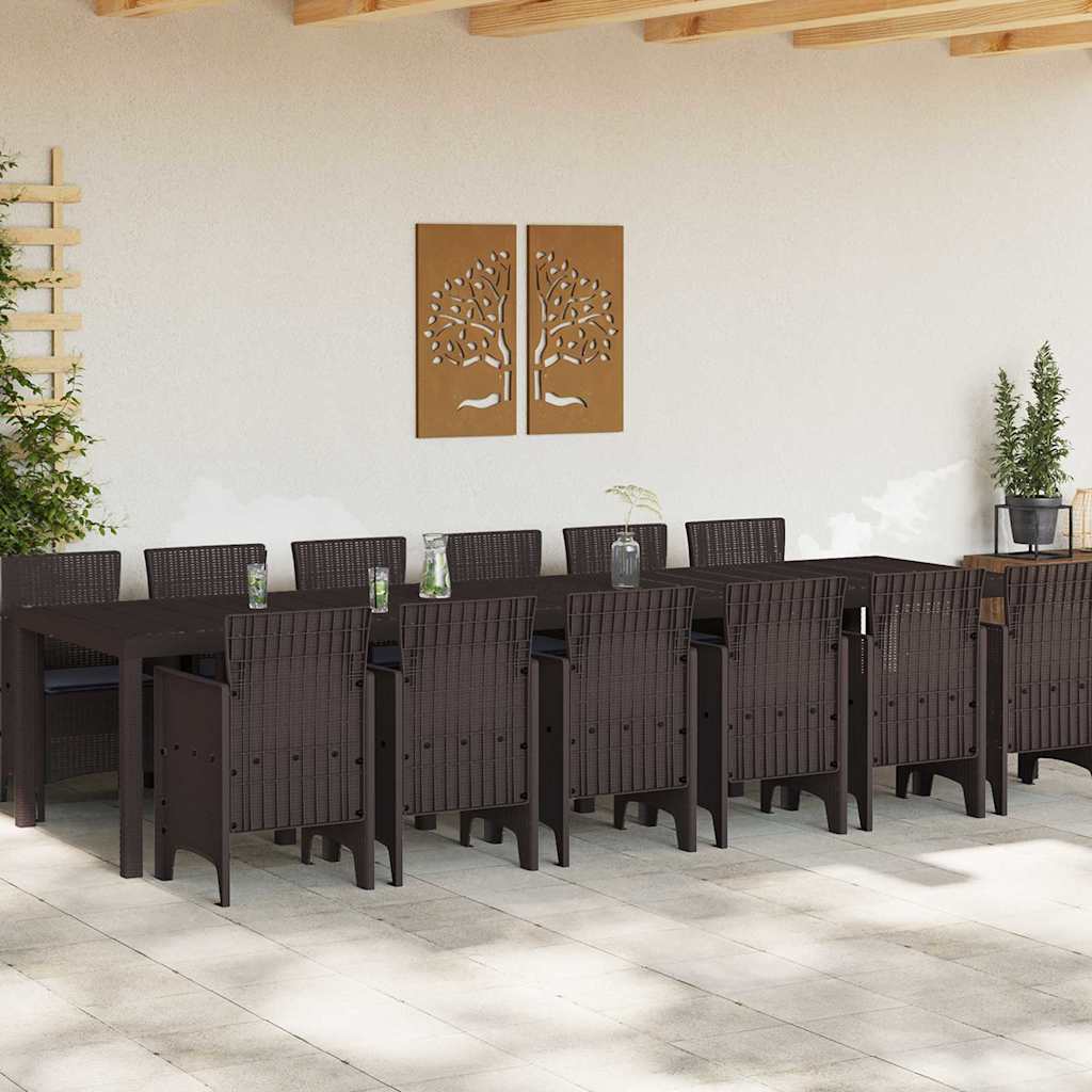 Garden Dining Set 13 pcs Brown Polt rattan