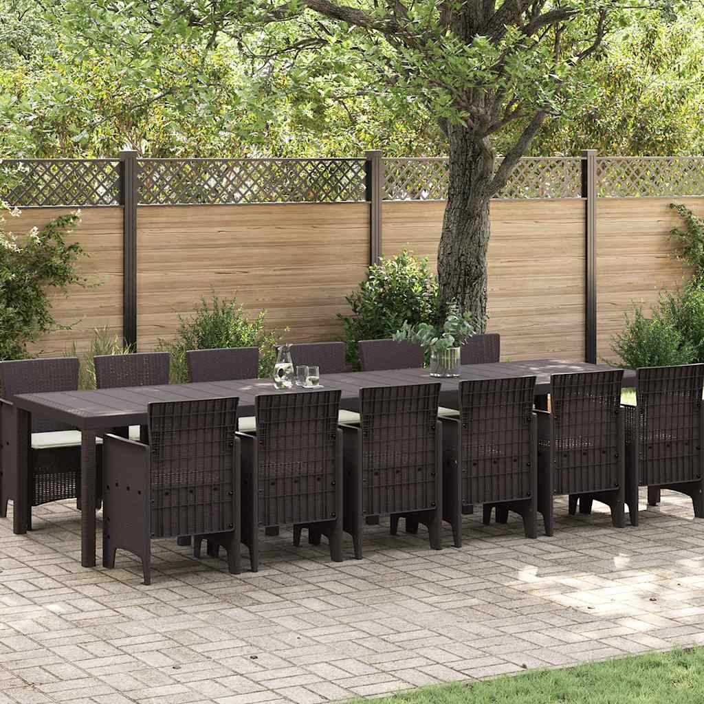 Garden Dining Set 13 pcs Brown Polt rattan