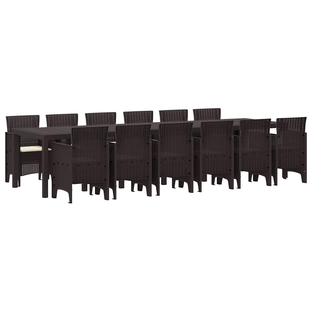 Garden Dining Set 13 pcs Brown Polt rattan