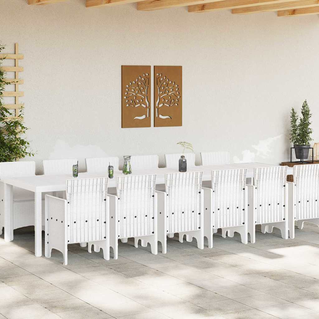 Garden Dining Set 13 pcs White Polt rattan