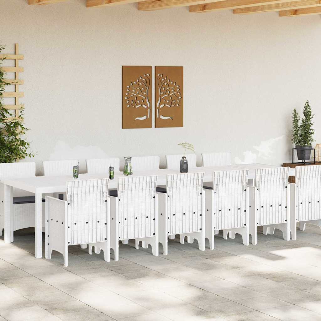Garden Dining Set 13 pcs White Polt rattan