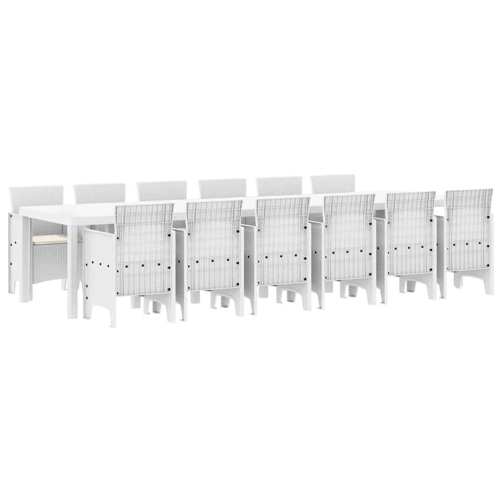 Garden Dining Set 13 pcs White Polt rattan