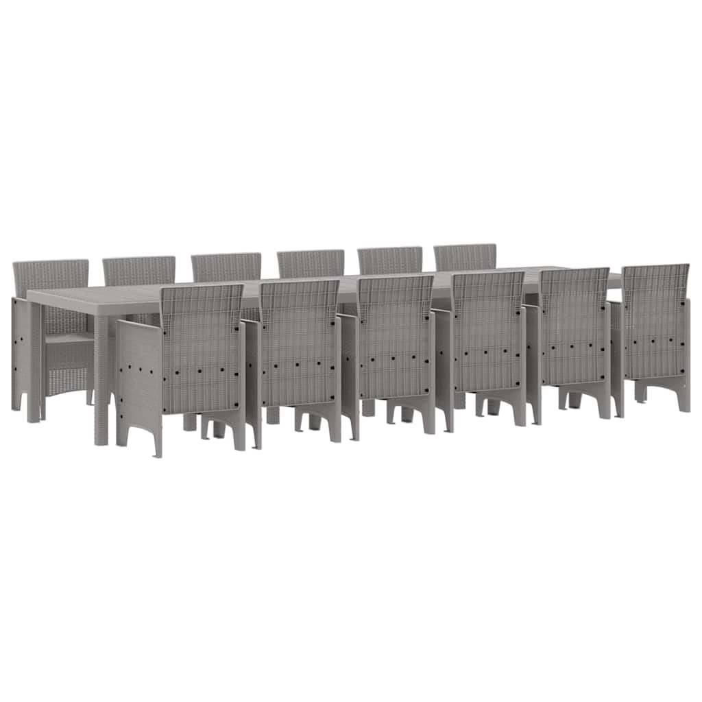 Garden Dining Set 13 pcs Light Grey Polt rattan