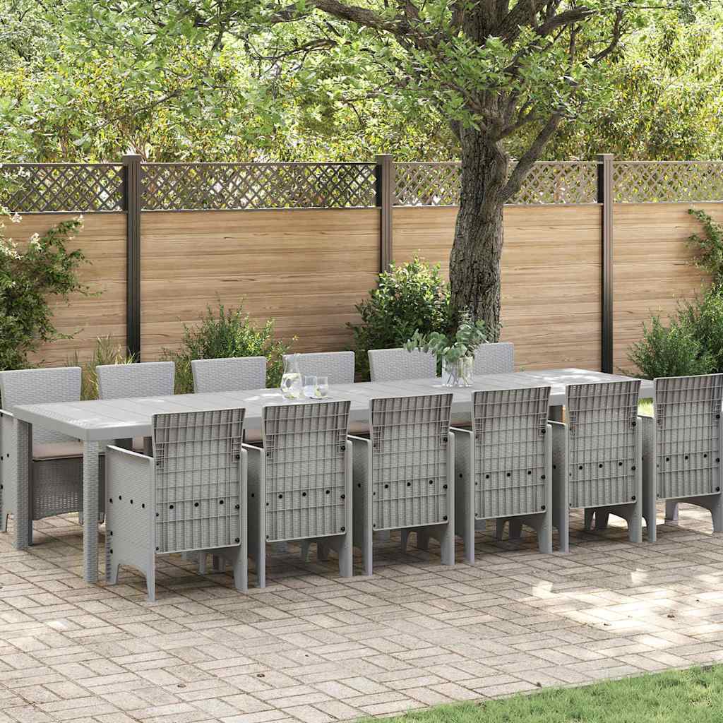 Garden Dining Set 13 pcs Light Grey Polt rattan