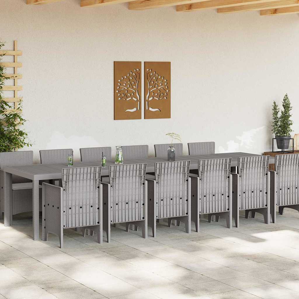 Garden Dining Set 13 pcs Light Grey Polt rattan