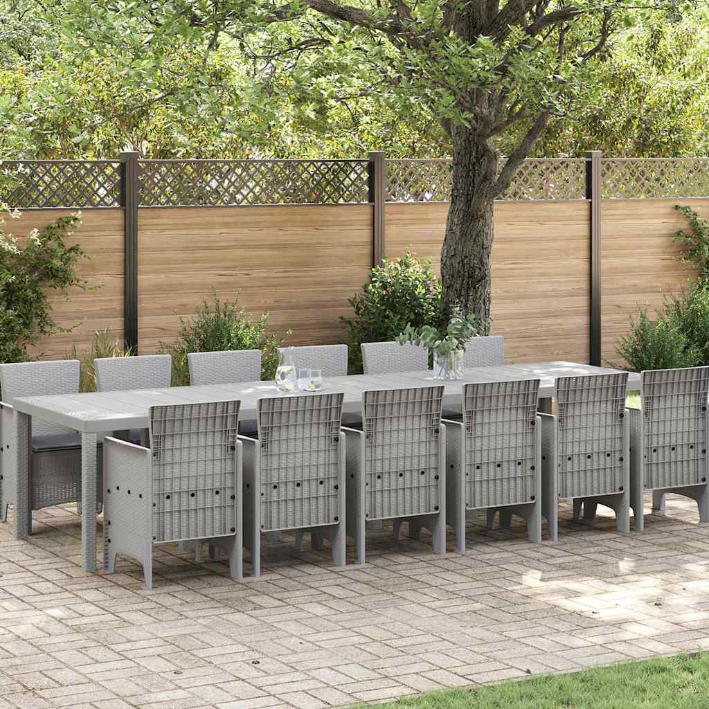 Garden Dining Set 13 pcs Light Grey Polt rattan