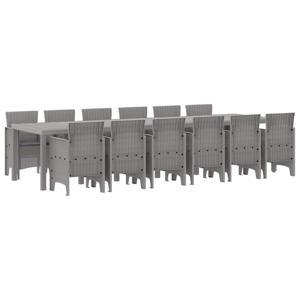 Garden Dining Set 13 pcs Light Grey Polt rattan