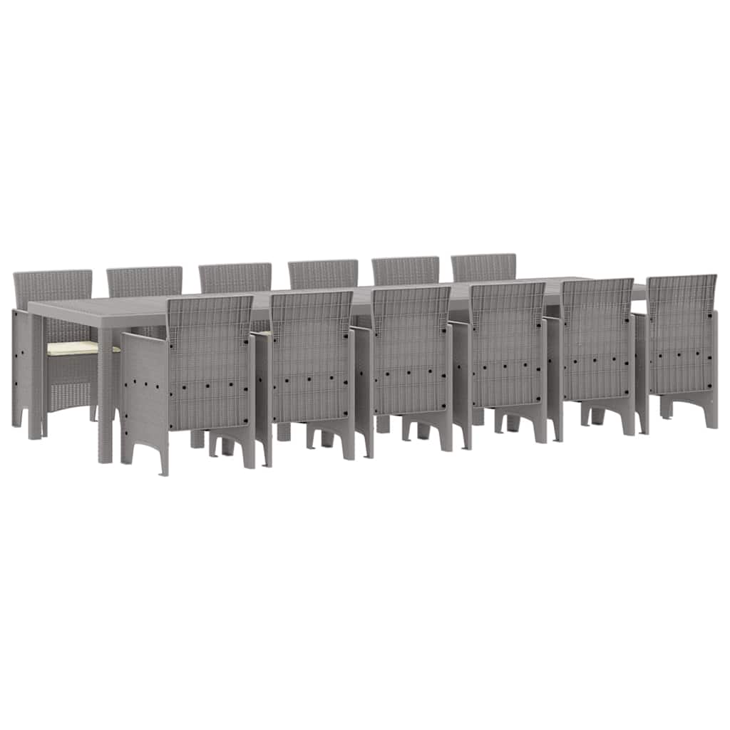 Garden Dining Set 13 pcs Light Grey Polt rattan