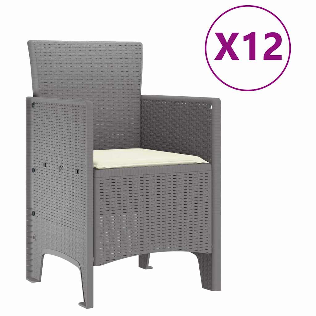 Garden Dining Set 13 pcs Light Grey Polt rattan