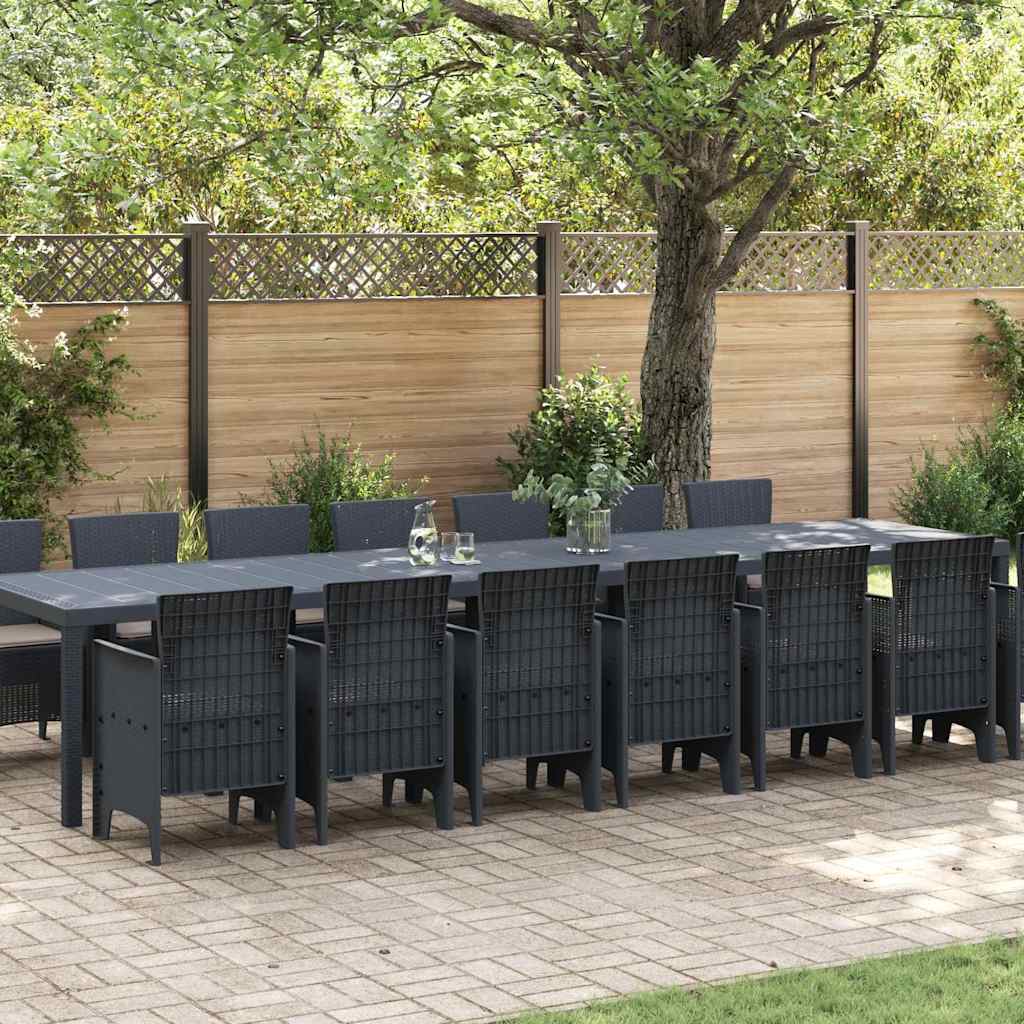 Garden Dining Set 15 pcs Anthracite Polt rattan