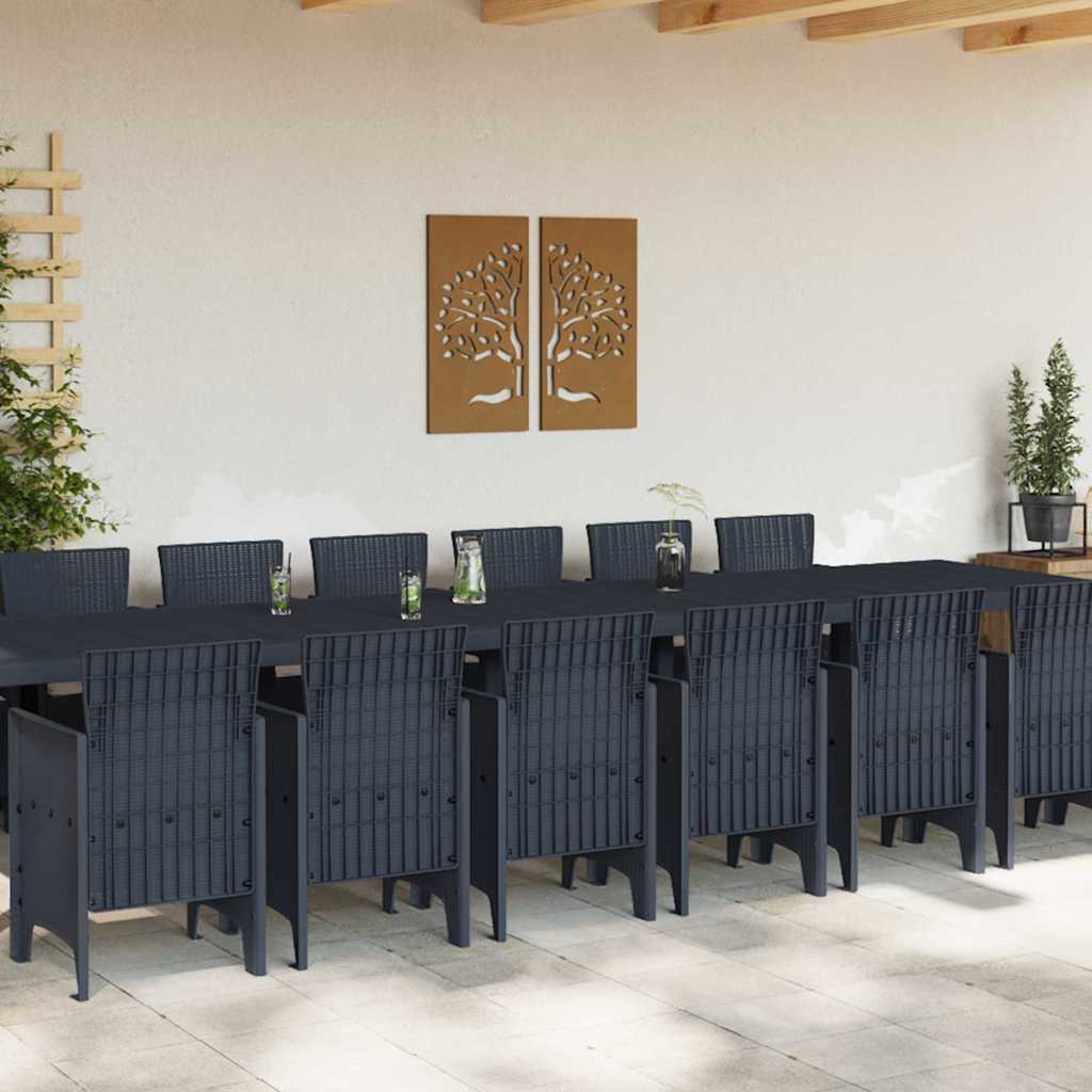 Garden Dining Set 15 pcs Anthracite Polt rattan