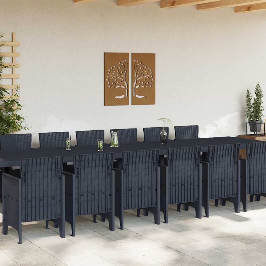 Garden Dining Set 15 pcs Anthracite Polt rattan