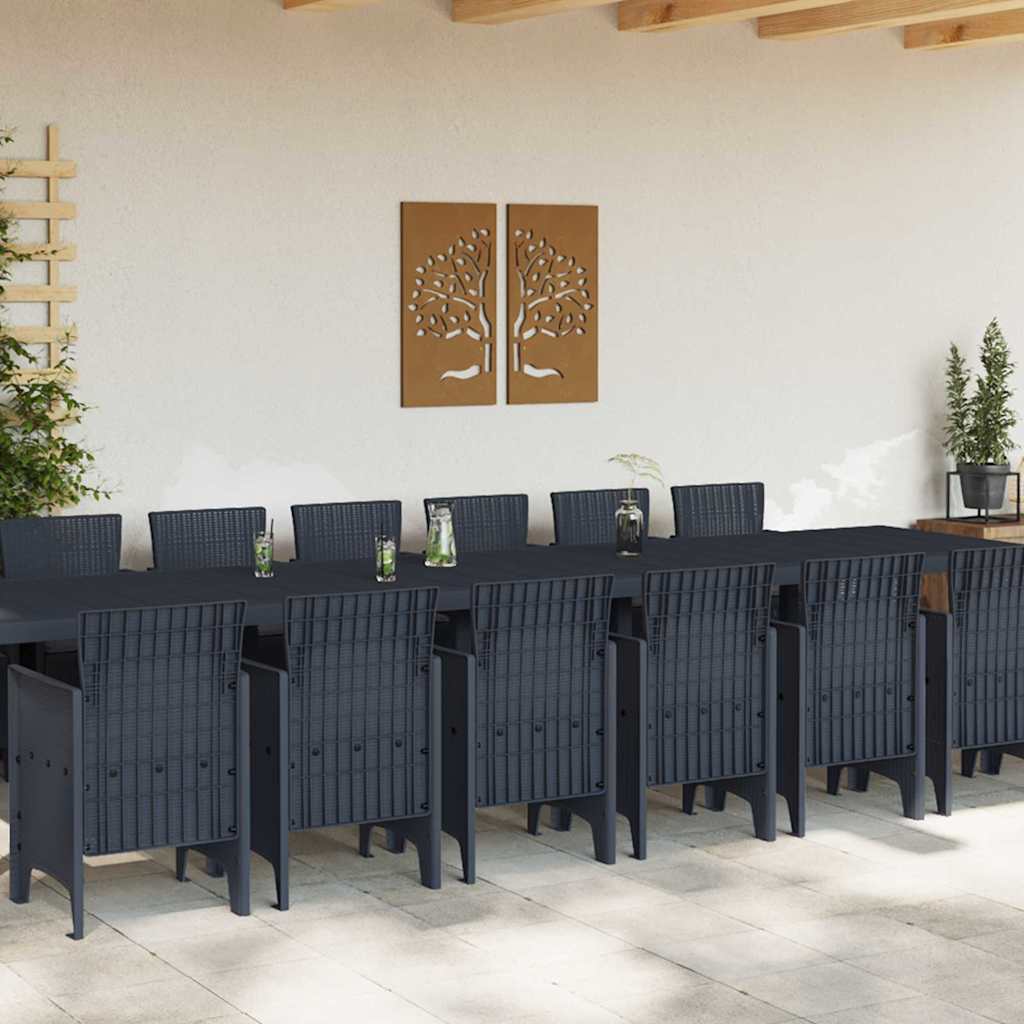 Garden Dining Set 15 pcs Anthracite Polt rattan