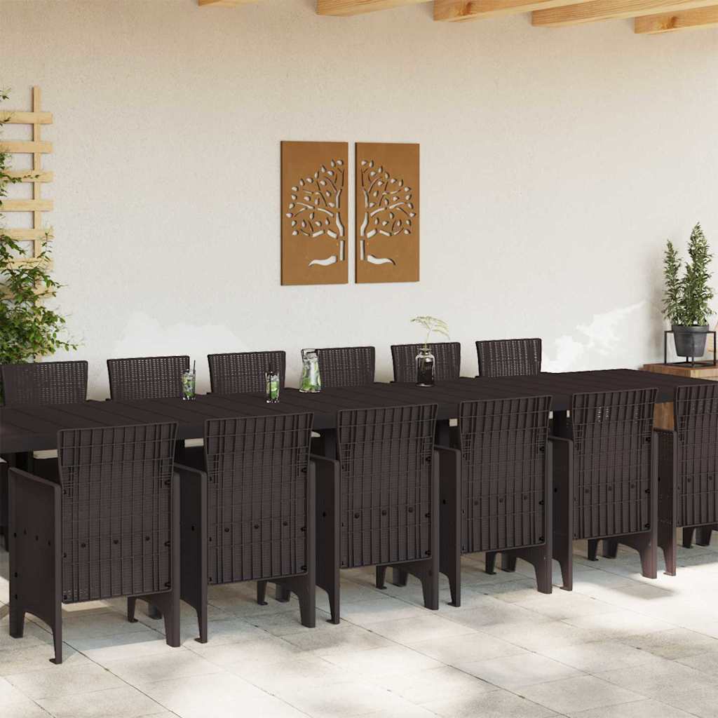 Garden Dining Set 15 pcs Brown Polt rattan