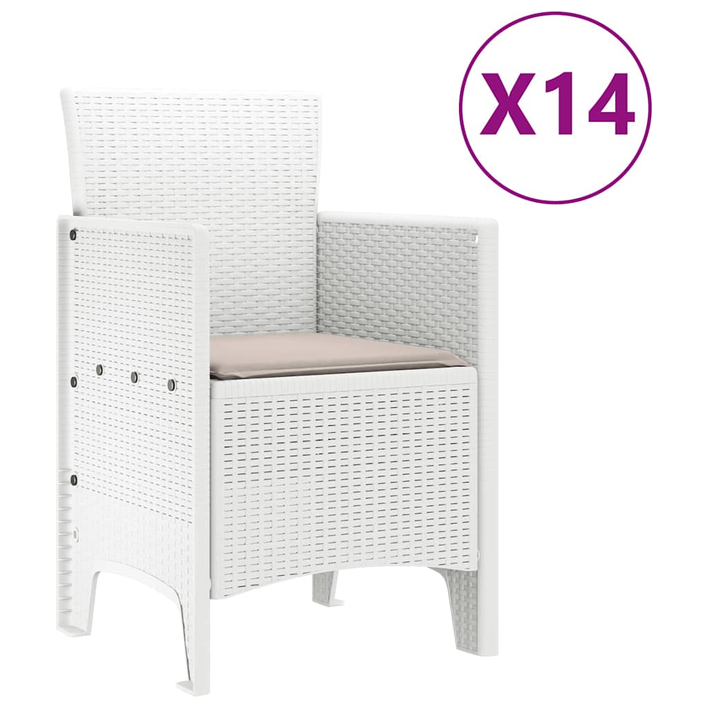 Garden Dining Set 15 pcs White Polt rattan