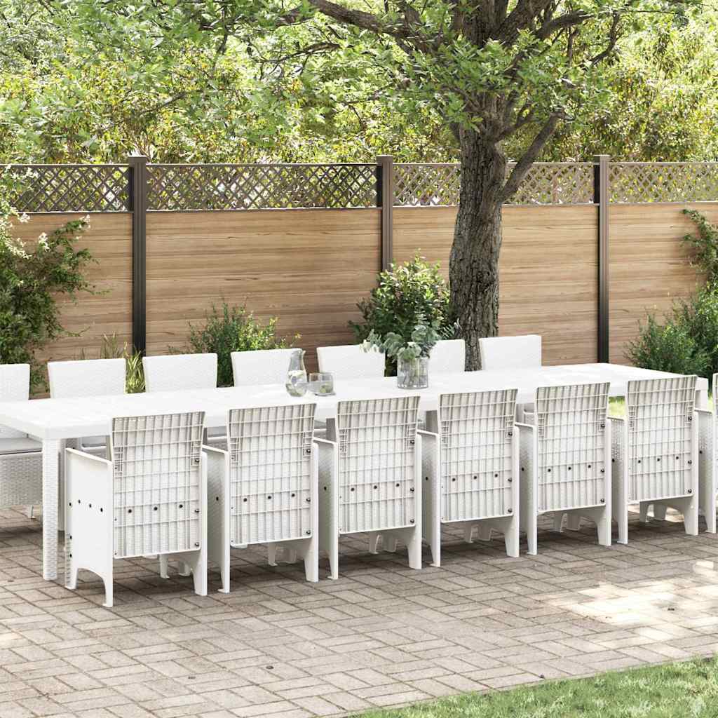 Garden Dining Set 15 pcs White Polt rattan
