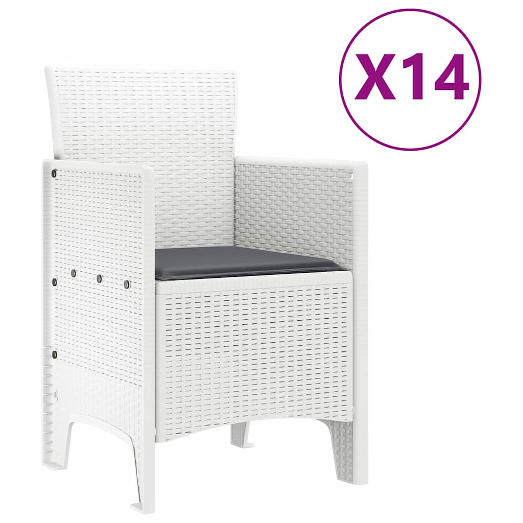 Garden Dining Set 15 pcs White Polt rattan