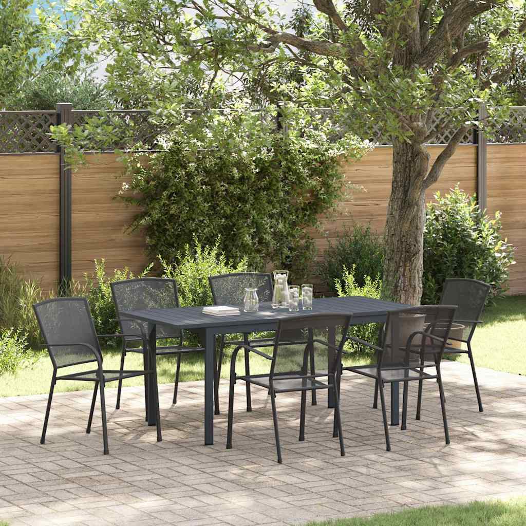 Garden Dining Set 7 pcs Anthracite Steel