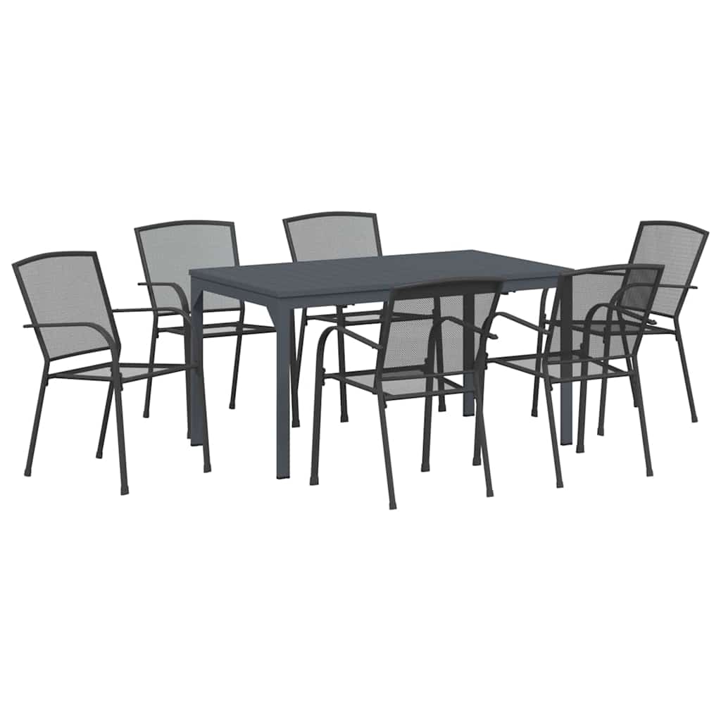 Garden Dining Set 7 pcs Anthracite Steel
