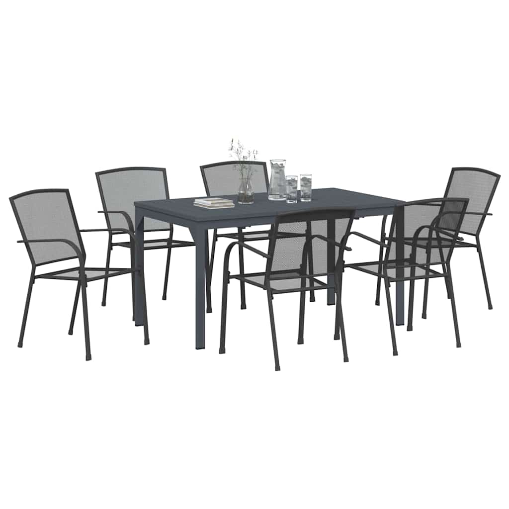 Garden Dining Set 7 pcs Anthracite Steel